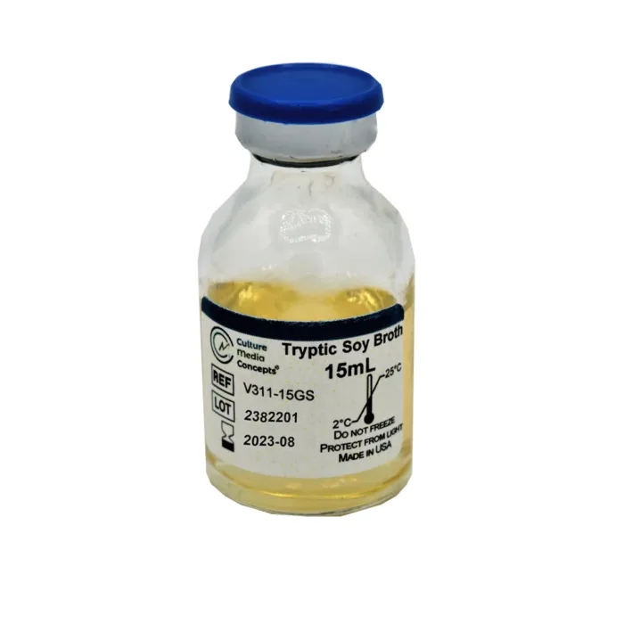 Tryptic Soy Broth, 15 mL,Glass Vial, Septum Cap, Case of 25